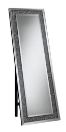 Carisi Rectangular Standing Mirror with LED Lighting Silver - Furniture Center (NY)