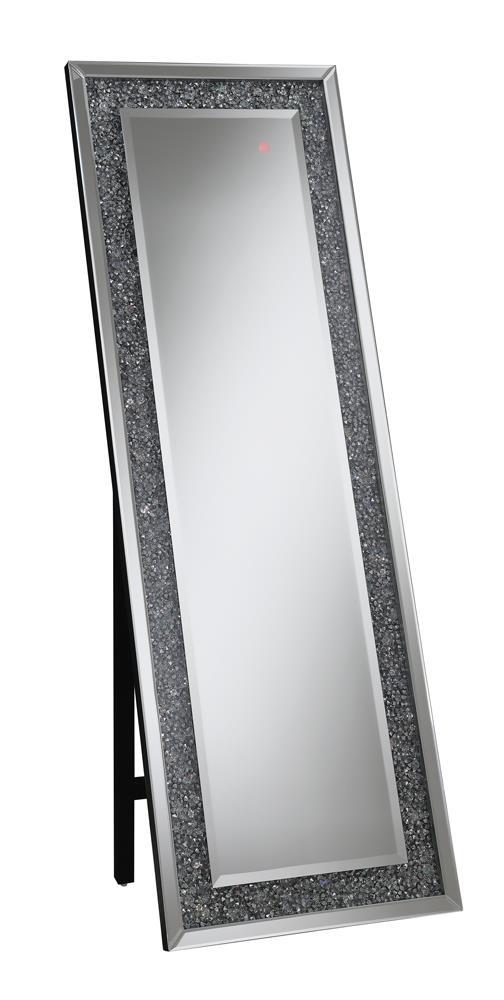 Carisi Rectangular Standing Mirror with LED Lighting Silver