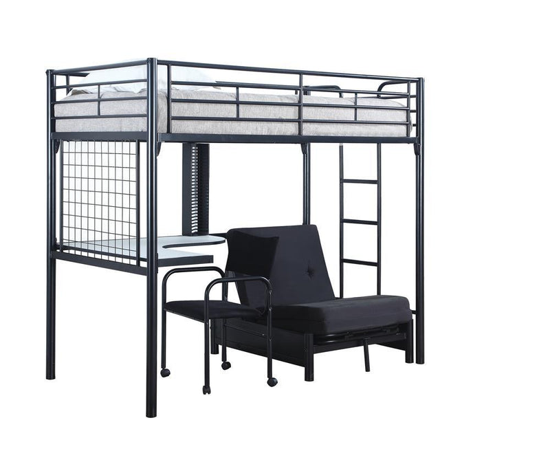 Jenner Twin Futon Workstation Loft Bed Black - Furniture Center (NY)