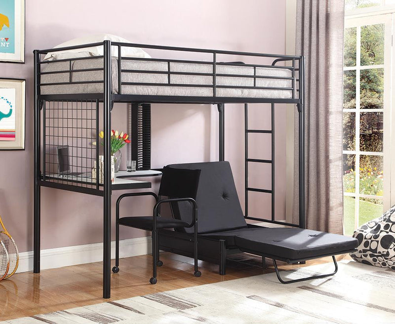 Jenner Twin Futon Workstation Loft Bed Black - Furniture Center (NY)