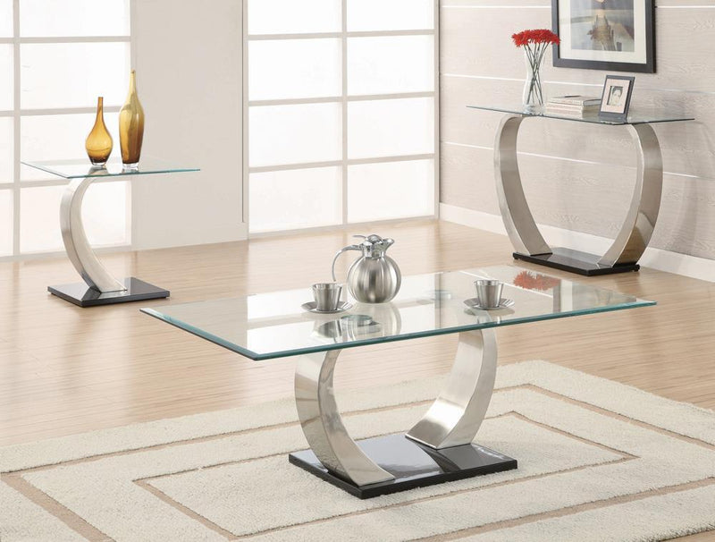 Pruitt Glass Top End Table Clear and Satin - Furniture Center (NY)