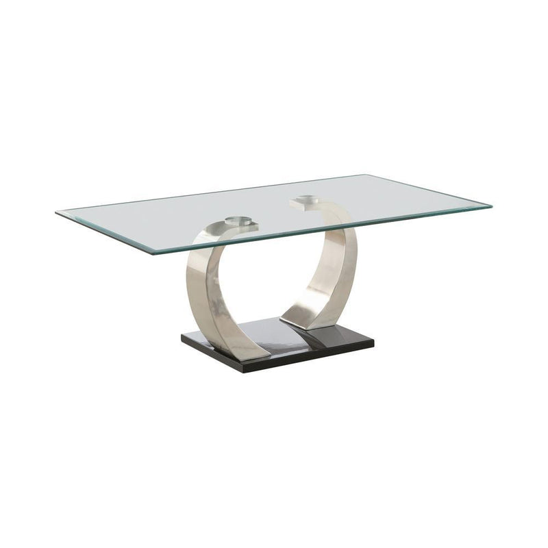 Pruitt Glass Top Coffee Table Clear and Satin - Furniture Center (NY)