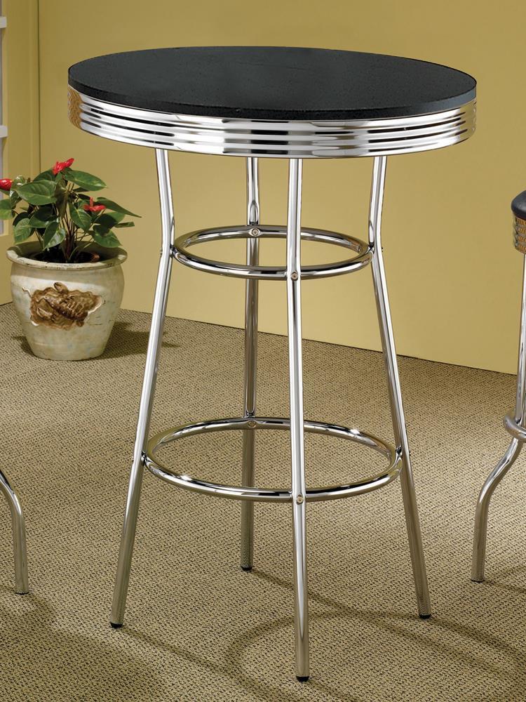 Theodore Round Bar Table Black and Chrome - Furniture Center (NY)