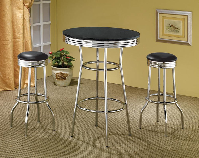Theodore Round Bar Table Black and Chrome - Furniture Center (NY)