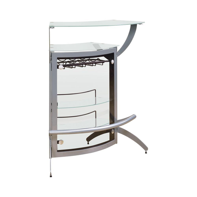 Dallas 2-shelf Home Bar Silver and Frosted Glass - Furniture Center (NY)