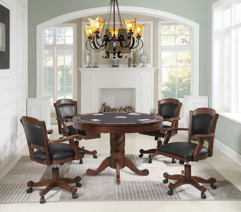 Turk 3-in-1 Round Pedestal Game Table Tobacco - Furniture Center (NY)