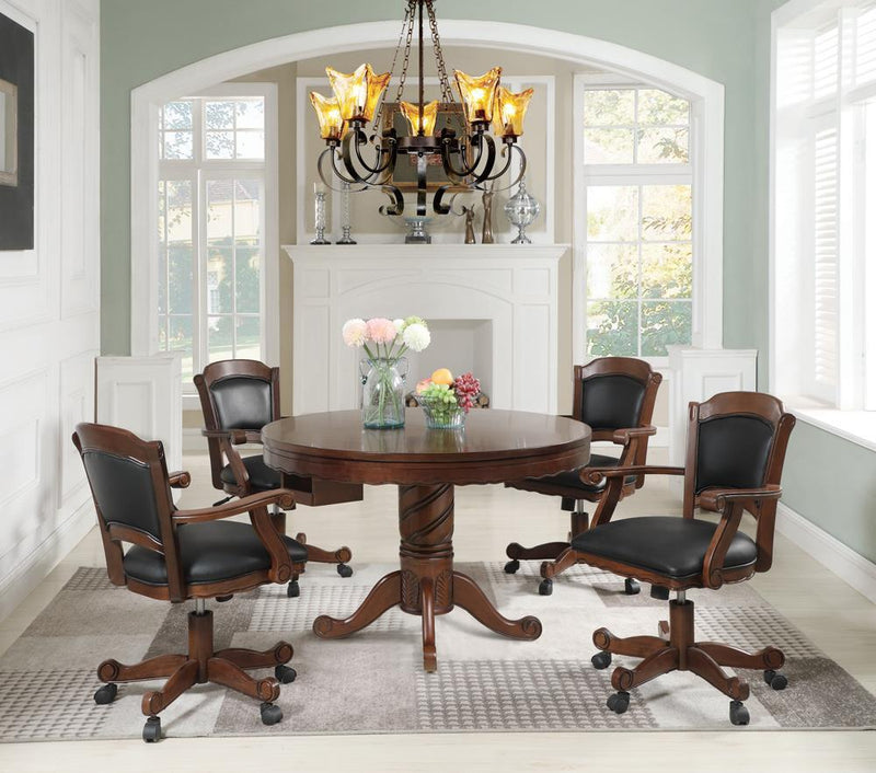 Turk 3-in-1 Round Pedestal Game Table Tobacco - Furniture Center (NY)