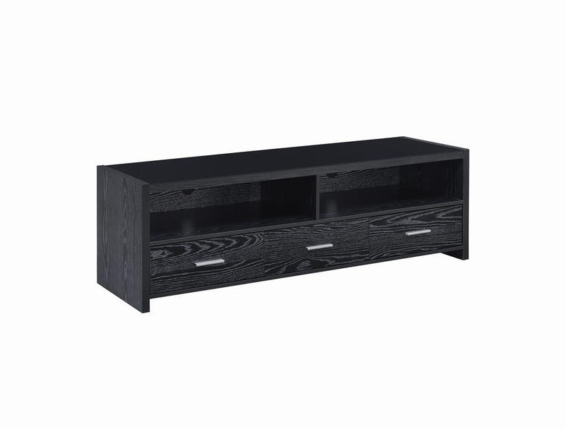 Alton 62" 3-drawer TV Console Black Oak - Furniture Center (NY)