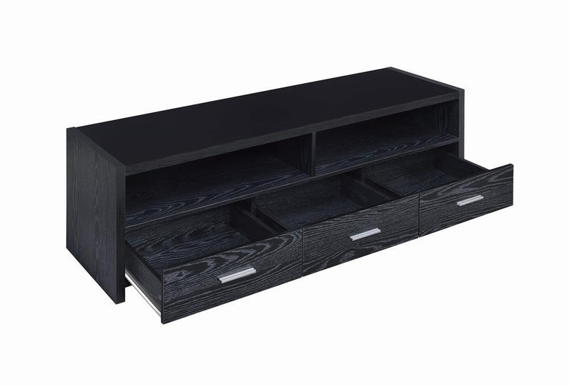 Alton 62" 3-drawer TV Console Black Oak - Furniture Center (NY)