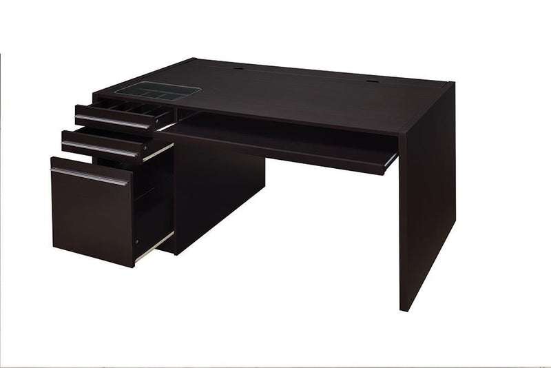 Halston 3-drawer Connect-it Office Desk Cappuccino - Furniture Center (NY)