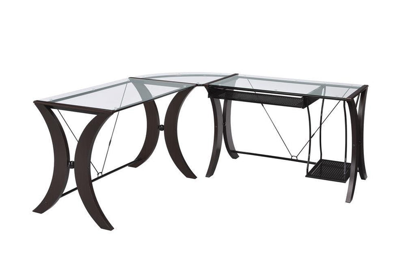 Monterey 3-piece L-shaped Computer Desk Set Cappuccino - Furniture Center (NY)
