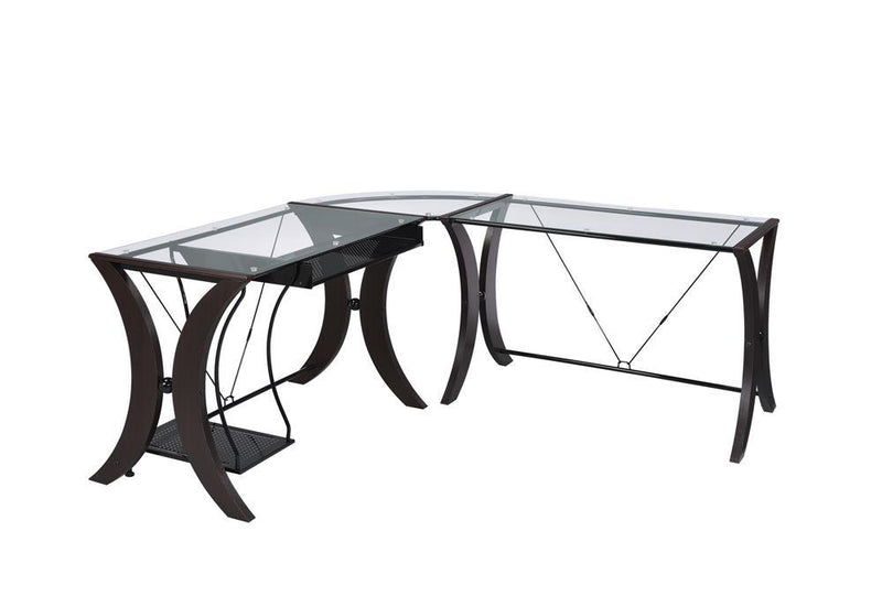Monterey 3-piece L-shaped Computer Desk Set Cappuccino - Furniture Center (NY)