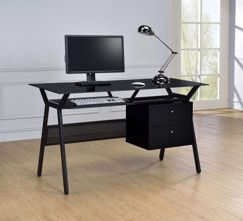 Weaving 2-drawer Computer Desk Black - Furniture Center (NY)