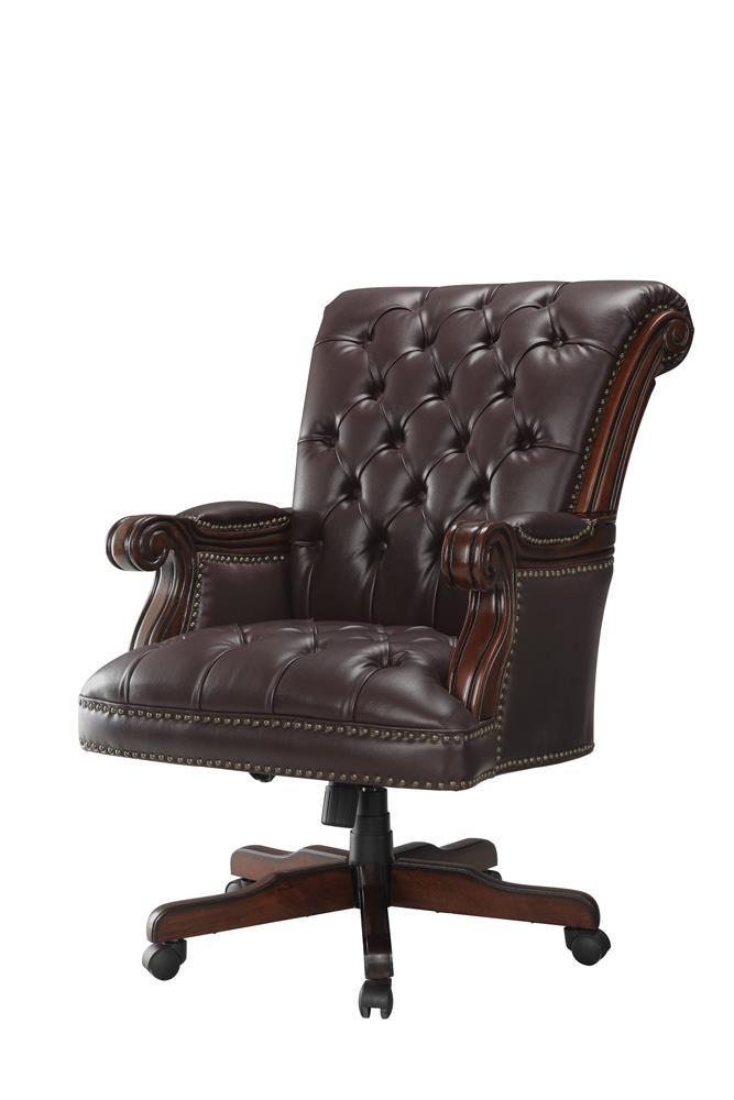 Calloway Tufted Adjustable Height Office Chair Dark Brown - Furniture Center (NY)