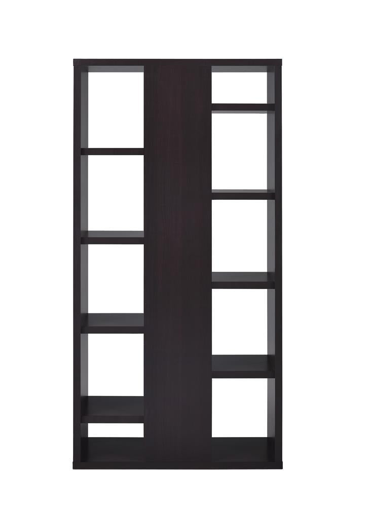 Altmark Bookcase with Staggered Floating Shelves Cappuccino - Furniture Center (NY)