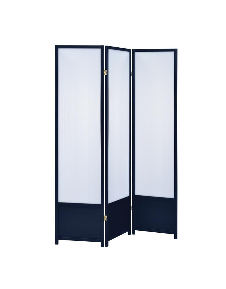 Calix 3-panel Folding Floor Screen Translucent and Black - Furniture Center (NY)