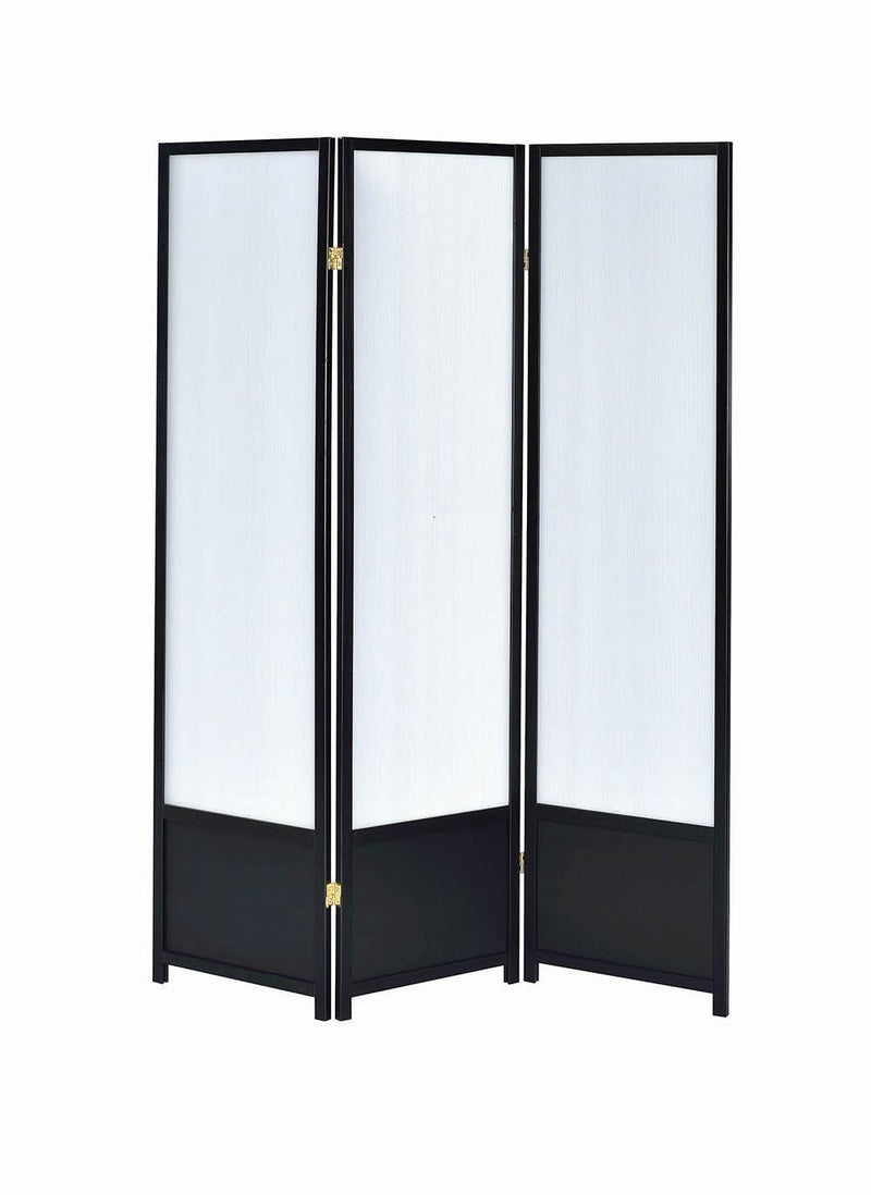Calix 3-panel Folding Floor Screen Translucent and Black - Furniture Center (NY)