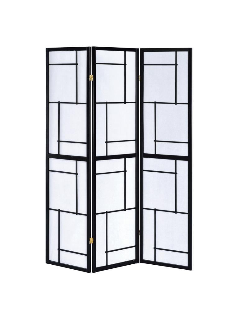 Damis 3-panel Folding Floor Screen Black and White - Furniture Center (NY)