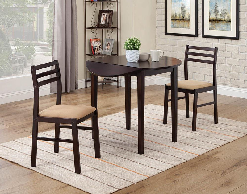 Bucknell 3-piece Dining Set with Drop Leaf Cappuccino and Tan - Furniture Center (NY)