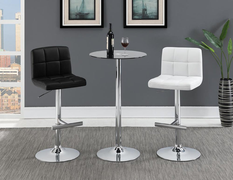 Lenny Adjustable Bar Stools Chrome and Black (Set of 2) - Furniture Center (NY)