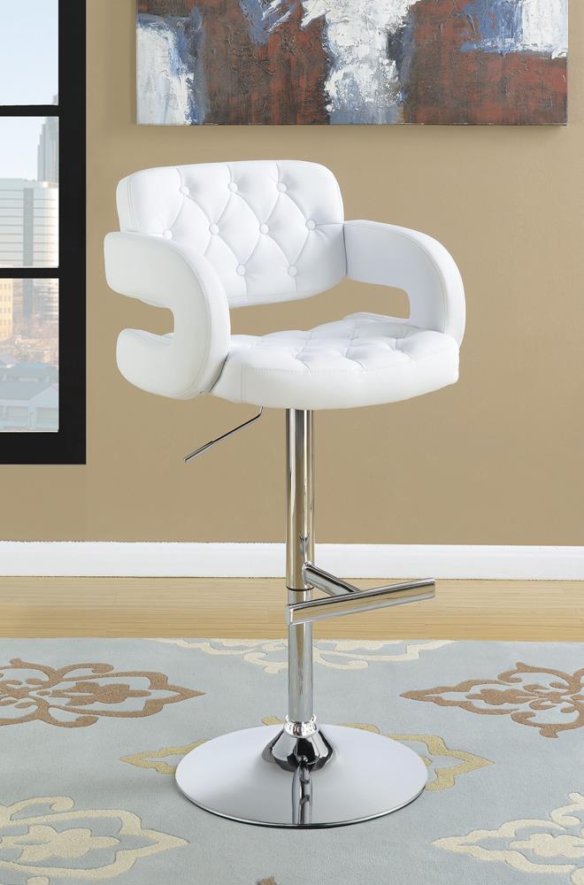 Brandi Adjustable Bar Stool Chrome and White - Furniture Center (NY)