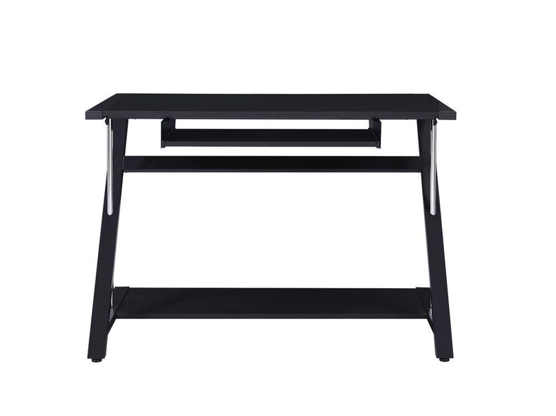 Mallet Computer Desk with Bottom Shelf Black - Furniture Center (NY)
