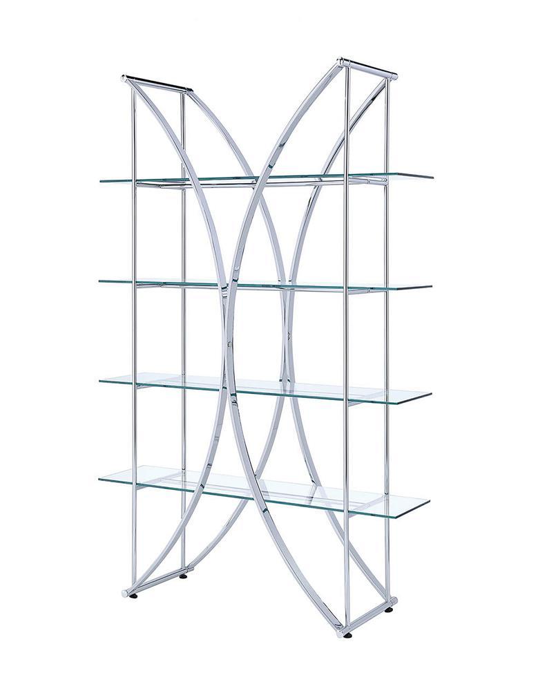 Larson 4-tier Bookcase Chrome and Clear - Furniture Center (NY)