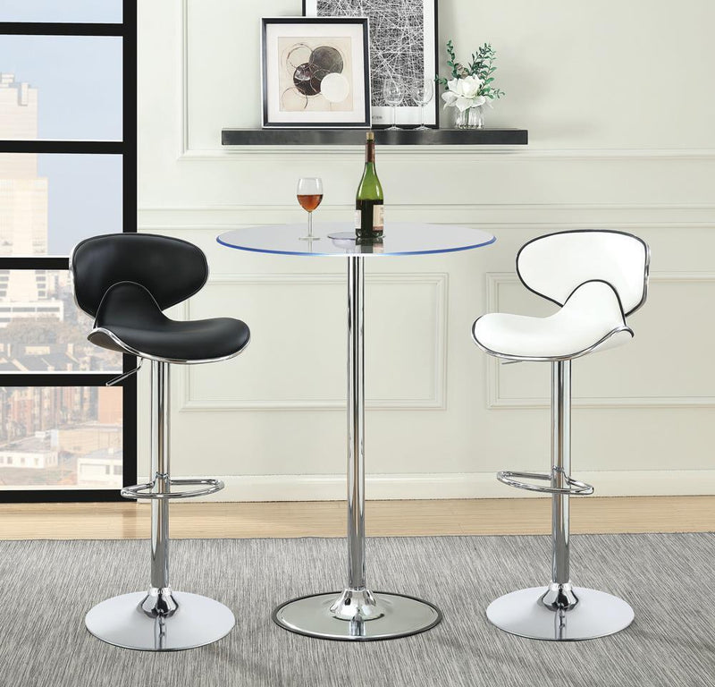 Edenton Upholstered Adjustable Height Bar Stools Black and Chrome (Set of 2) - Furniture Center (NY)