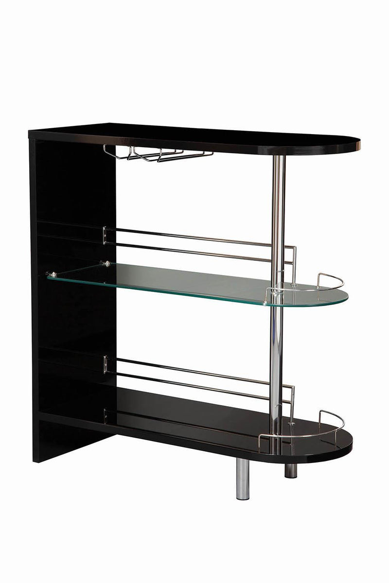 Adolfo 3-tier Bar Table Glossy Black and Clear - Furniture Center (NY)