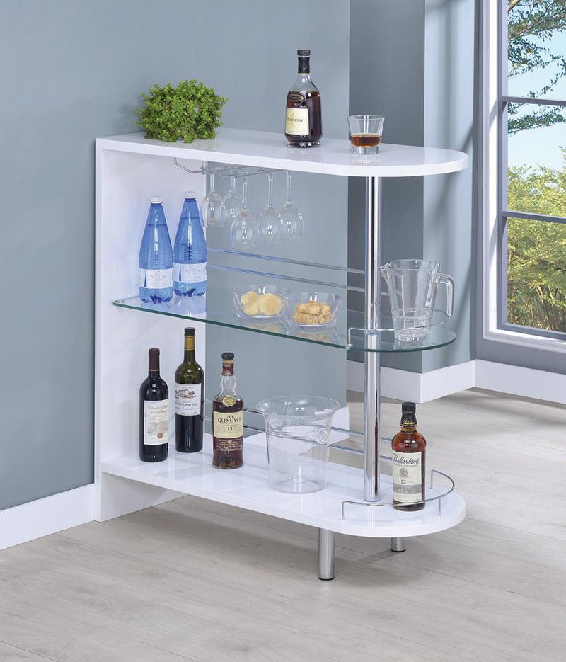 Adolfo 3-tier Bar Table Glossy White and Clear - Furniture Center (NY)