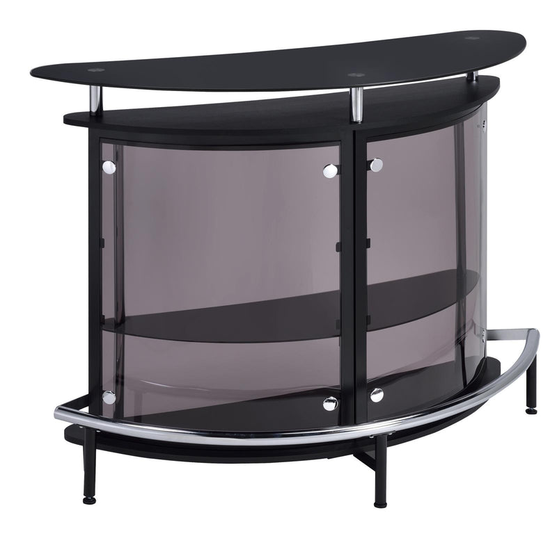 Amarillo 2-tier Bar Unit Black and Chrome - Furniture Center (NY)