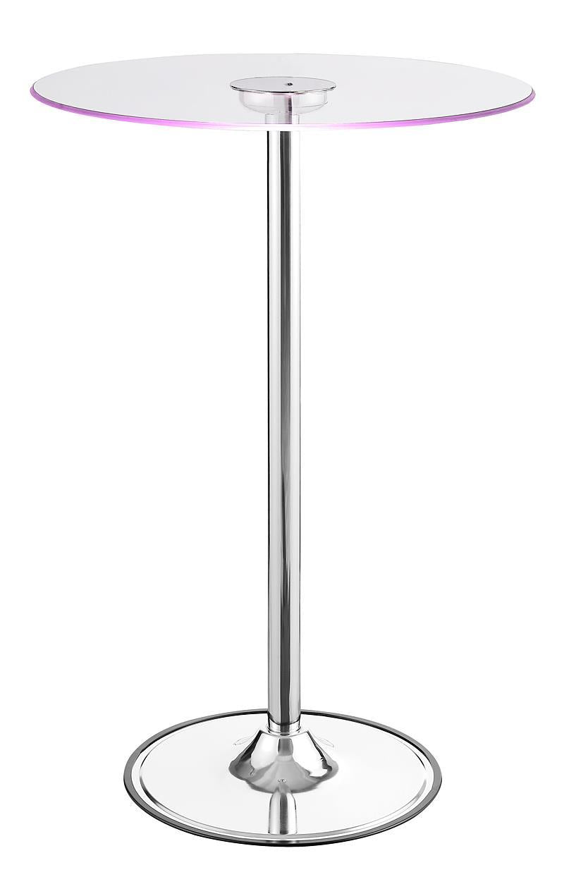 Thea LED Bar Table Chrome and Clear - Furniture Center (NY)