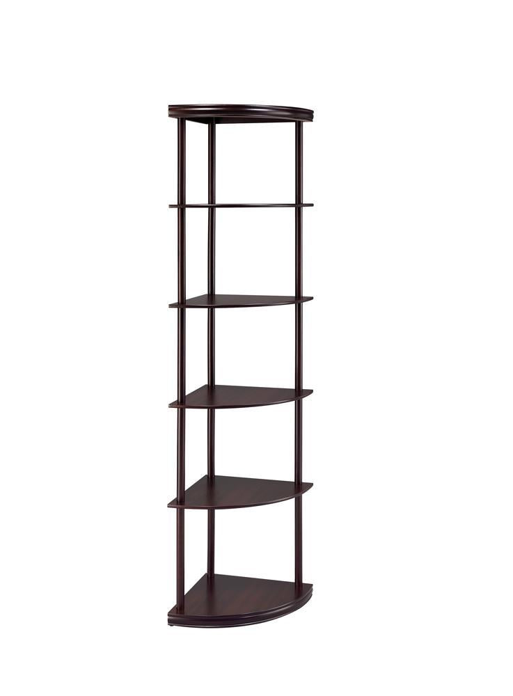 Bonwick 5-shelf Corner Bookshelf Cappuccino - Furniture Center (NY)