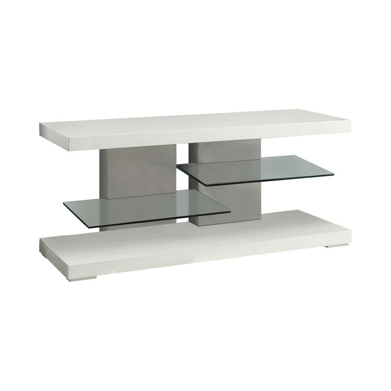 Cogswell 2-shelf TV Console Glossy White - Furniture Center (NY)