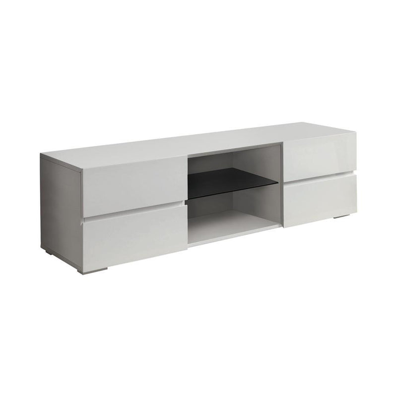 Galvin 4-drawer TV Console Glossy White - Furniture Center (NY)