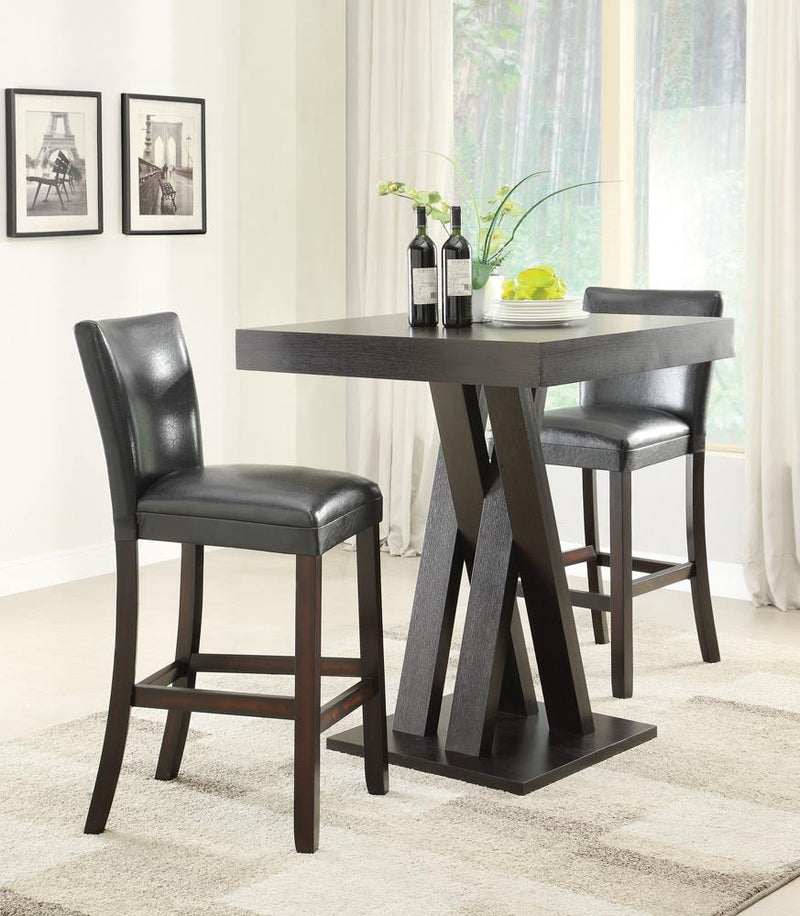 Freda Double X-shaped Base Square Bar Table Cappuccino - Furniture Center (NY)