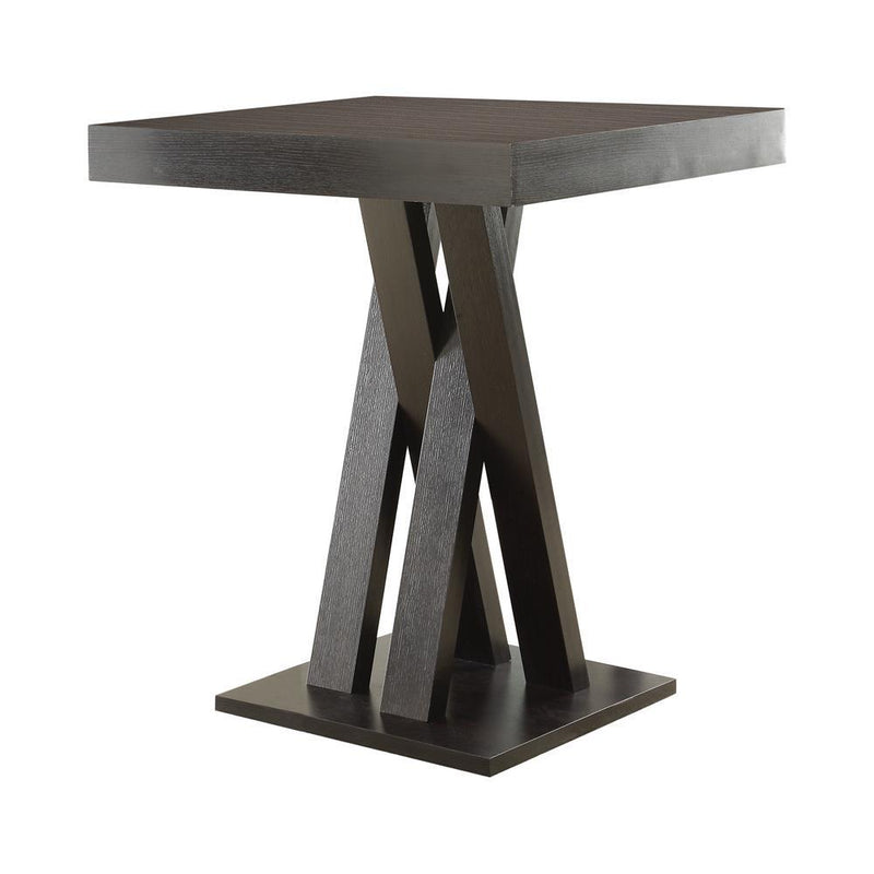Freda Double X-shaped Base Square Bar Table Cappuccino - Furniture Center (NY)