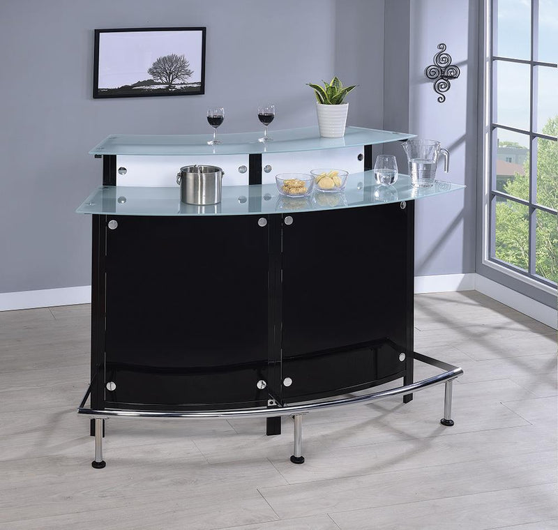Keystone Glass Top Bar Unit Black - Furniture Center (NY)