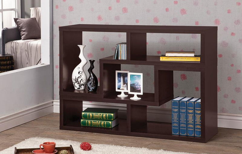 Velma Convertible TV Console and Bookcase Cappuccino - Furniture Center (NY)