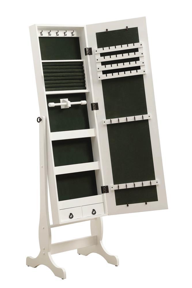 Batista Jewelry Cheval Mirror with Drawers White - Furniture Center (NY)