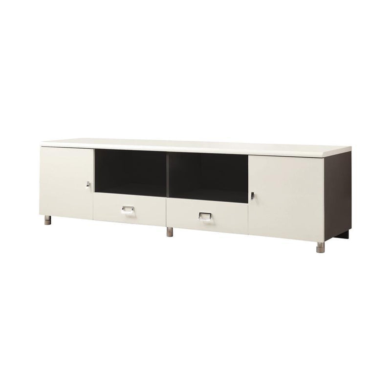 Burkett 2-drawer TV Console White and Grey - Furniture Center (NY)