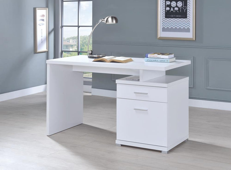 Irving 2-drawer Office Desk with Cabinet White - Furniture Center (NY)