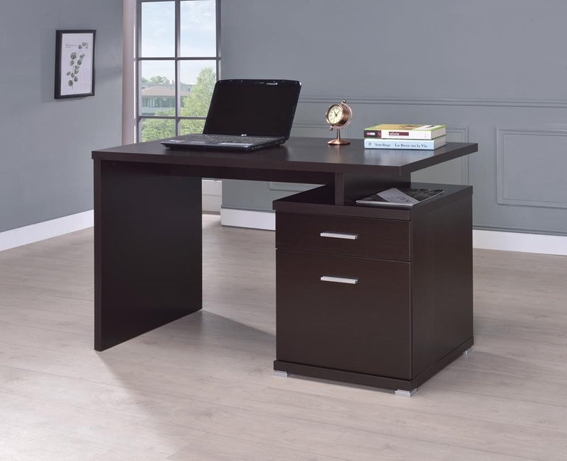 Irving 2-drawer Office Desk with Cabinet Cappuccino - Furniture Center (NY)