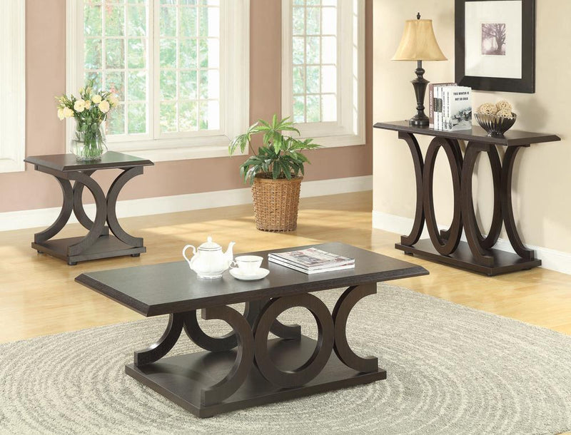 Shelly C-shaped Base Sofa Table Cappuccino - Furniture Center (NY)