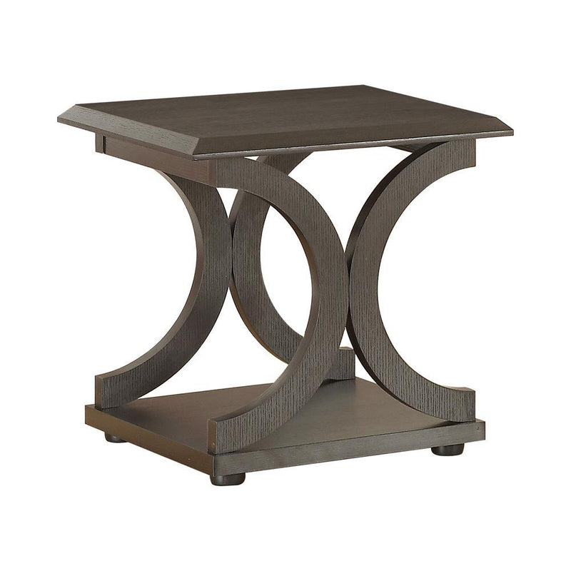 Shelly C-shaped Base End Table Cappuccino - Furniture Center (NY)