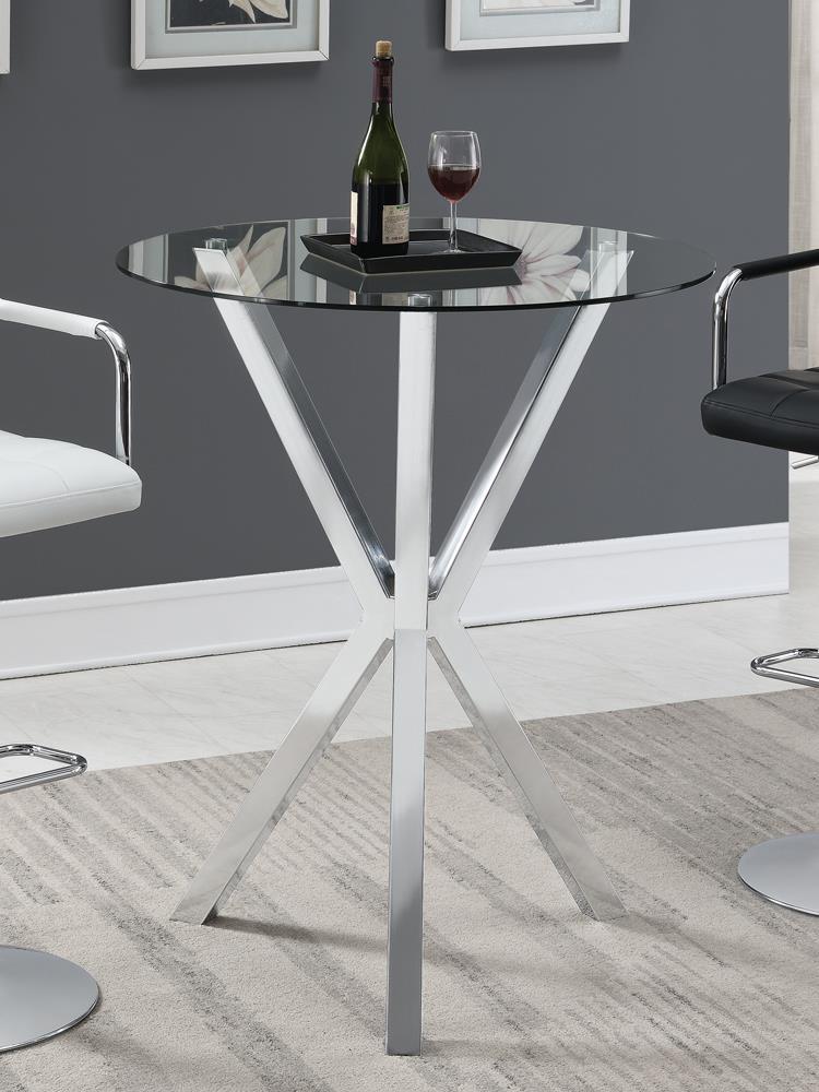Denali Round Glass Top Bar Table Chrome - Furniture Center (NY)