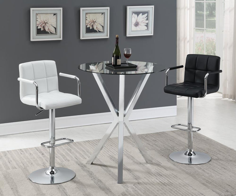 Denali Round Glass Top Bar Table Chrome - Furniture Center (NY)