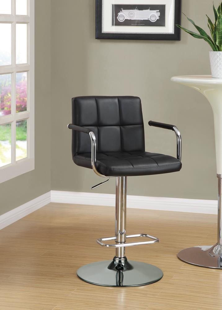 Palomar Adjustable Height Bar Stool Black and Chrome - Furniture Center (NY)