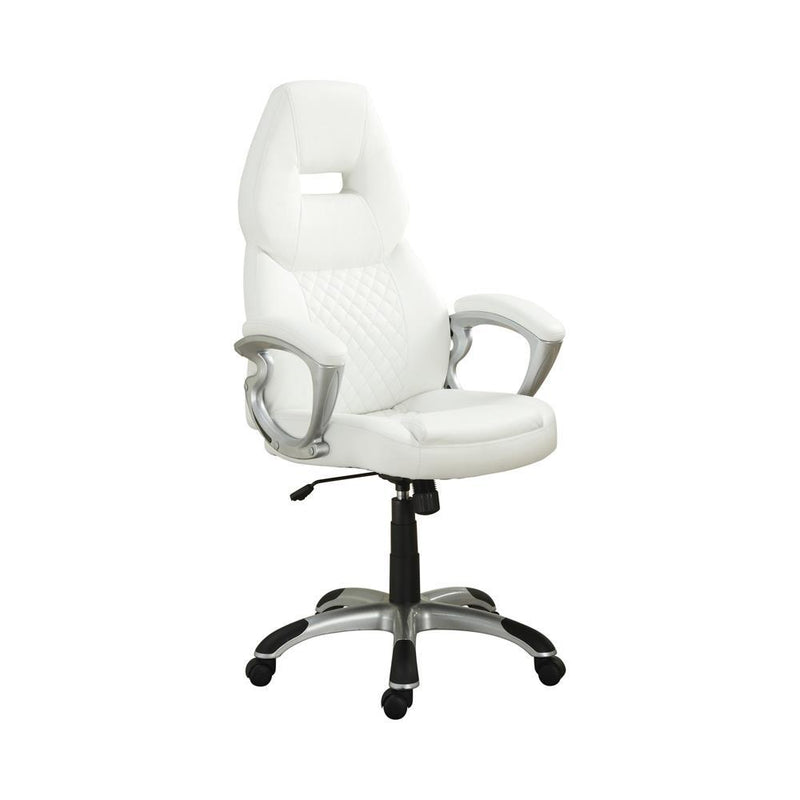 Bruce Adjustable Height Office Chair White and Silver - Furniture Center (NY)