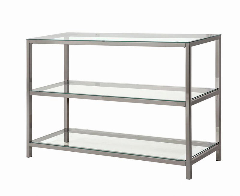 Trini Sofa Table with Glass Shelf Black Nickel - Furniture Center (NY)